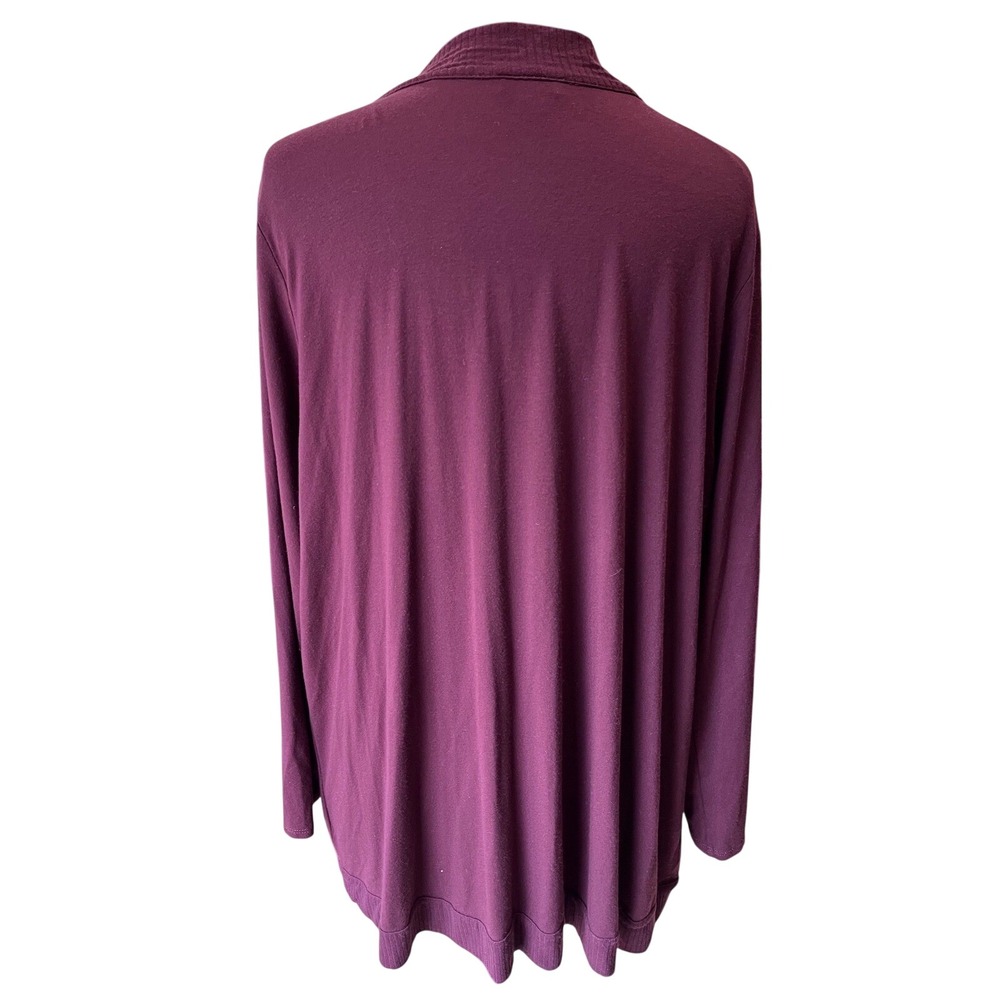 J. Jill Wearever Collection Burgundy Plum Open Front Cardigan XL Rayon Blend - Picture 3 of 6